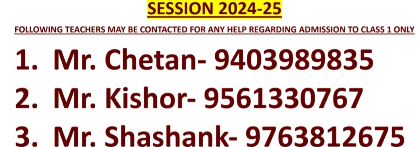 HELPDESK FOR CLASS 1 ADMISSION 2024-2025